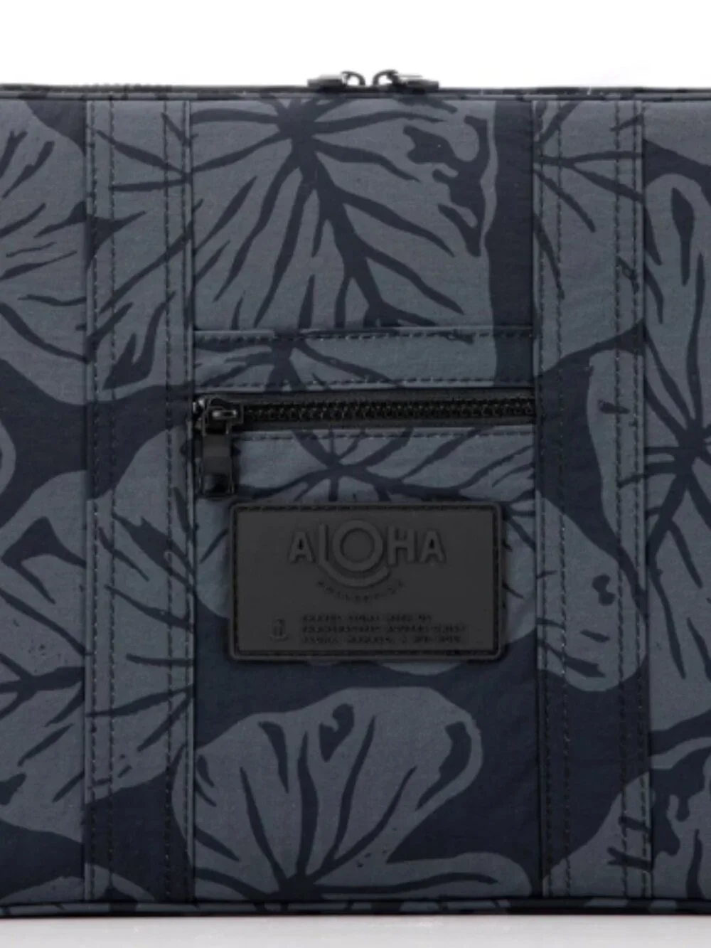 ALOHA Collection Kalo Laptop Case Black Gray Tropical Leaf Print Ripstop Nylon - Picture 1 of 5